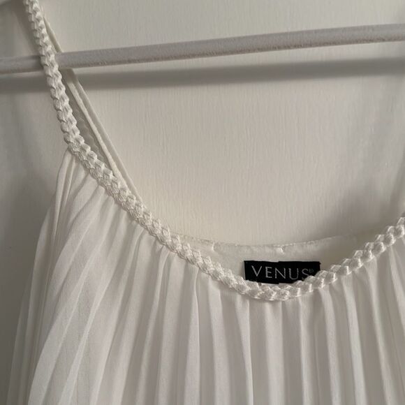 NWOT Venus White Pleated Braided Spaghetti Strap Blouse Size M - Picture 15 of 16